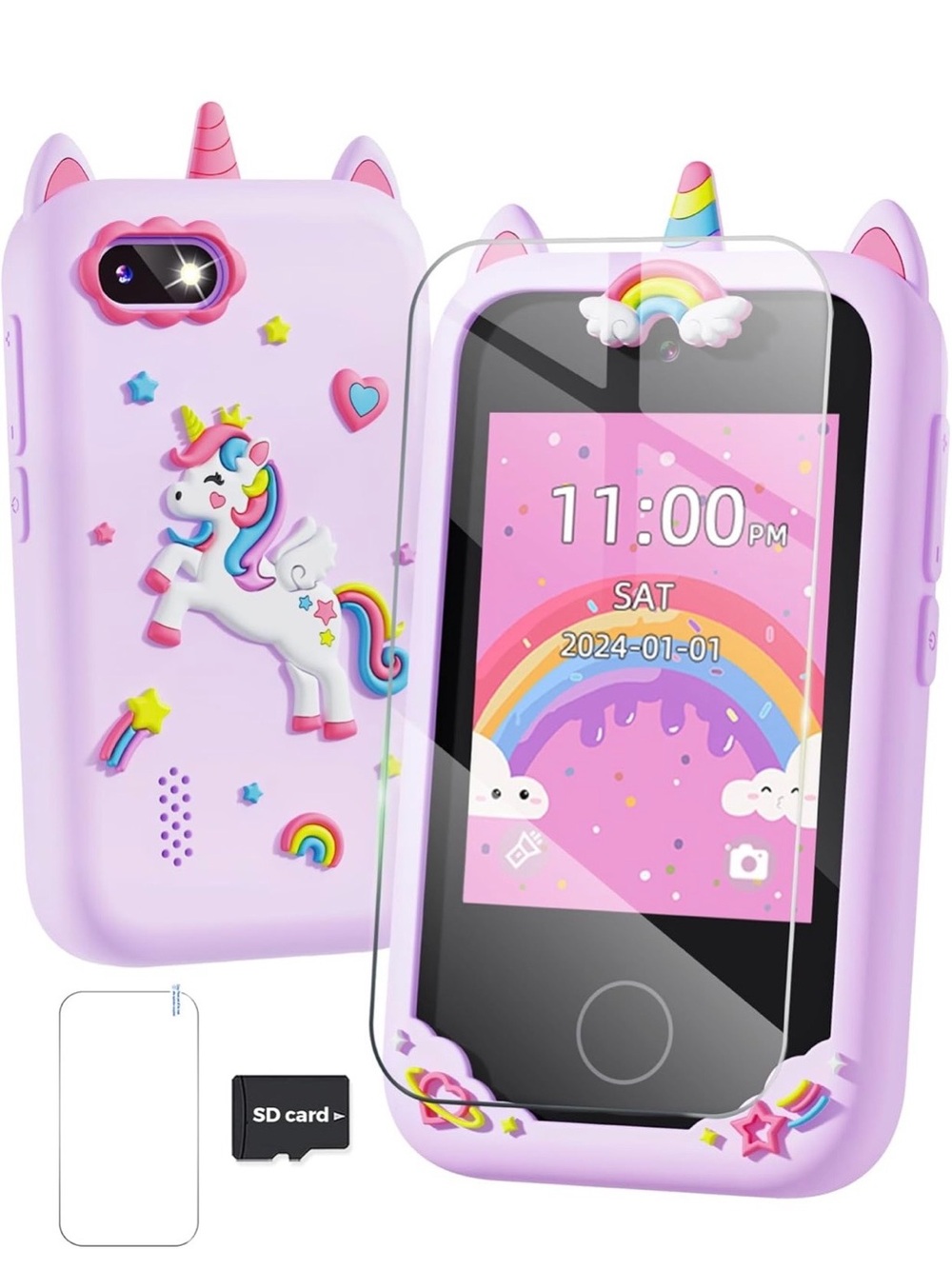 NEW Unicorn Kids Toy Smartphone Touch Screen Learning Phone w/ 8GB SD Card